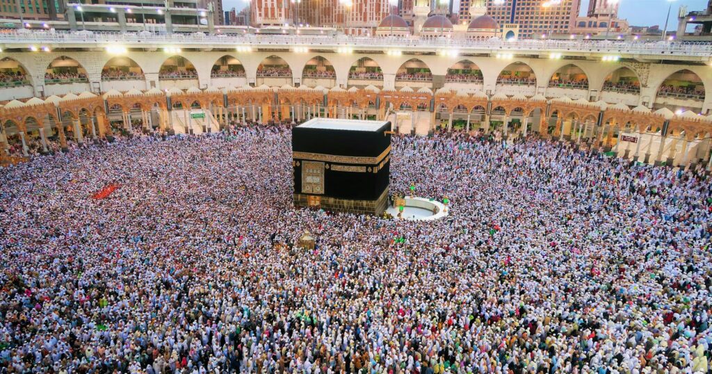 photo of people gathered at kaaba mecca saudi arabia