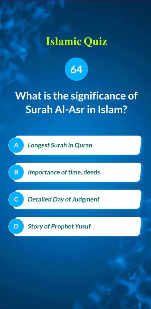 Islamic Quiz 64 - What is the significance of Surah Al-Asr in Islam?